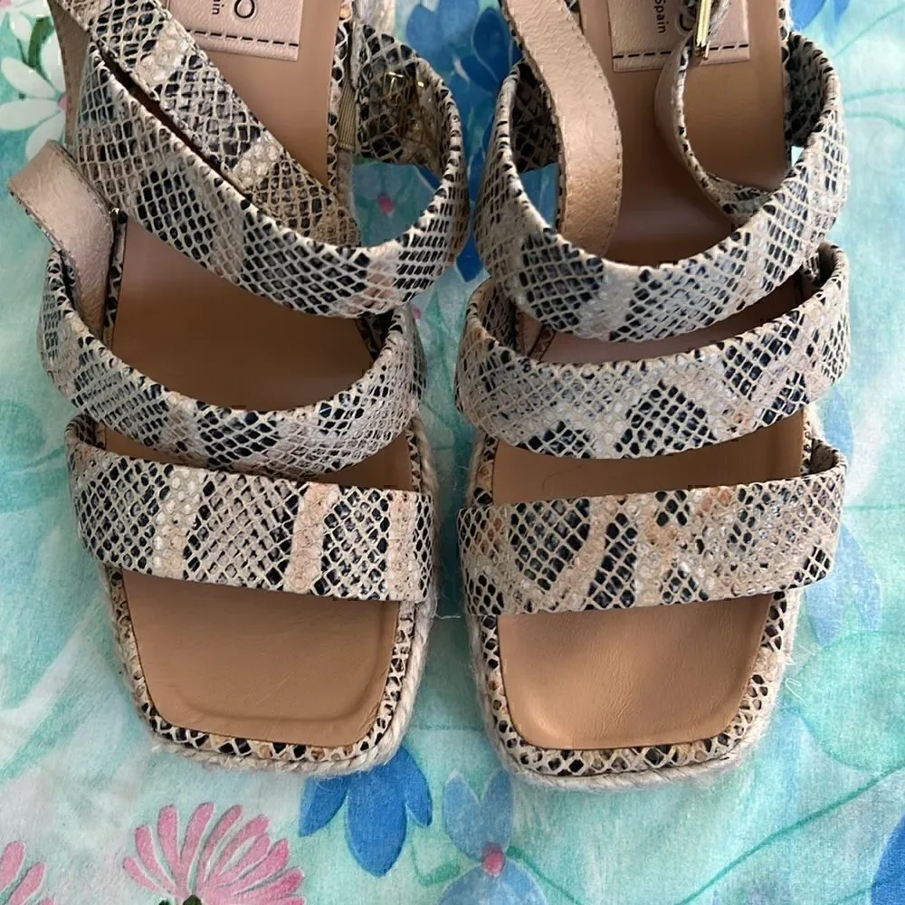Gaimo Snakeskin Print Espadrille Sandal Heels - 37